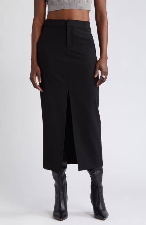 Spanx Size S Black Nylon Blend Elastic Waist Coated Pencil Skirt