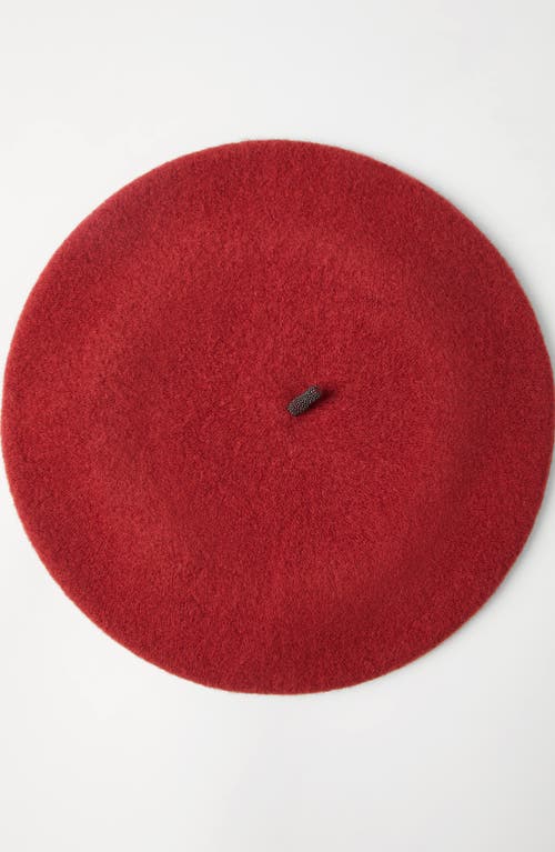 Shop Brunello Cucinelli Wool Beret With Precious Detail In Red