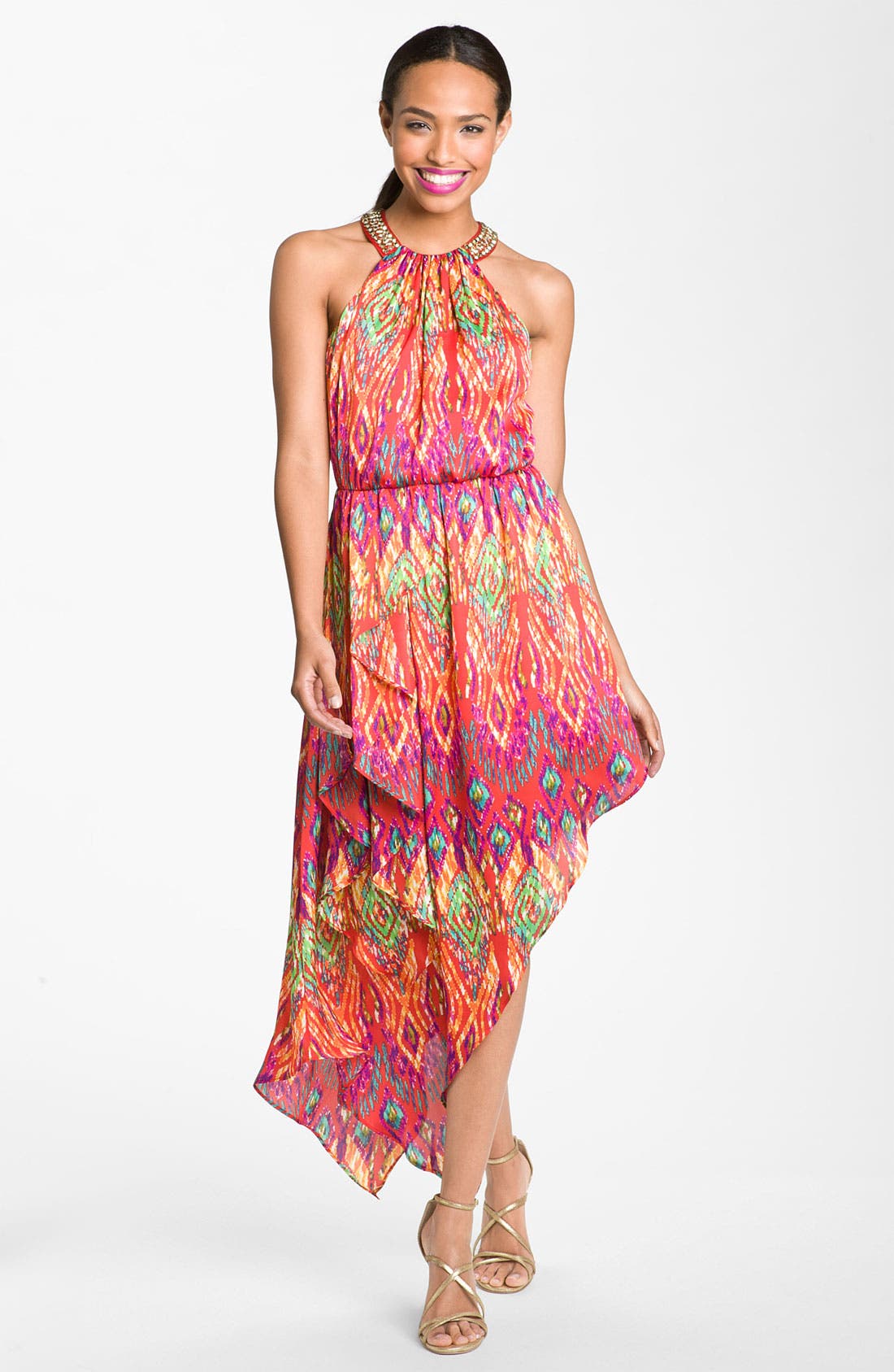 Laundry by Shelli Segal Asymmetrical Satin Halter Dress Nordstrom