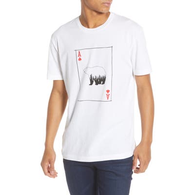 French Connection Slim Fit Bear Playing Card Graphic T-Shirt, White
