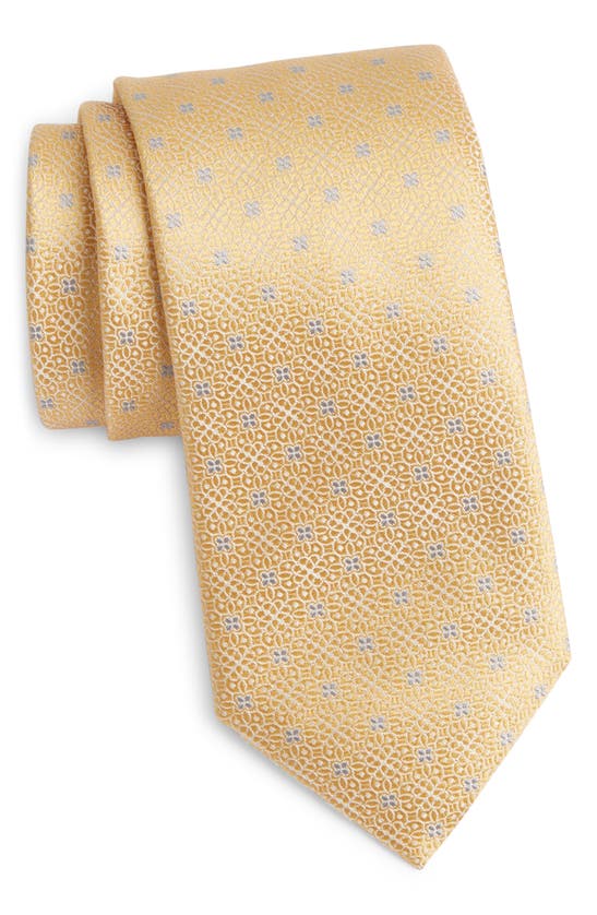 Canali Floral Medallion Silk Tie In Gold