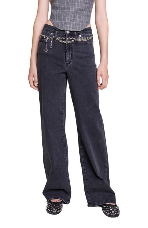 maje Pantinie Chain Link Belt Jeans Black at Nordstrom,