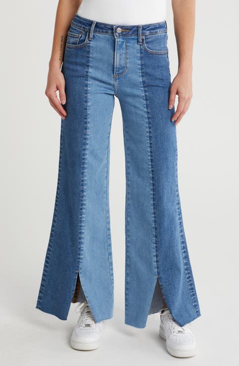 Two Tone Wide Leg Jeans