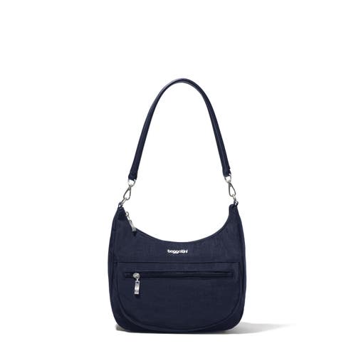Baggallini Modern Pocket Half Moon Crossbody Shoulder Bag In French Navy