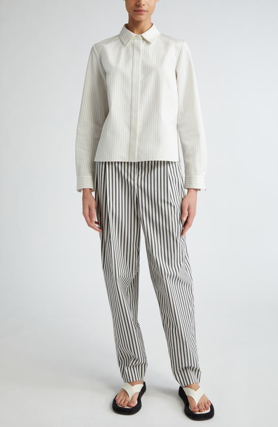 Partow Lara Pinstripe Silk Button-up Shirt In Ivory