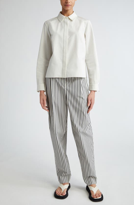 Shop Partow Lara Pinstripe Silk Button-up Shirt In Ivory