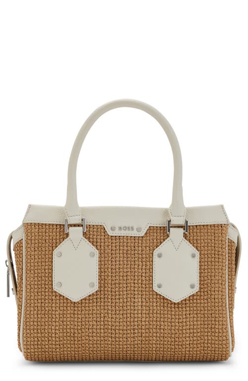 Ivy Woven Top Handle Bag in White/Natural