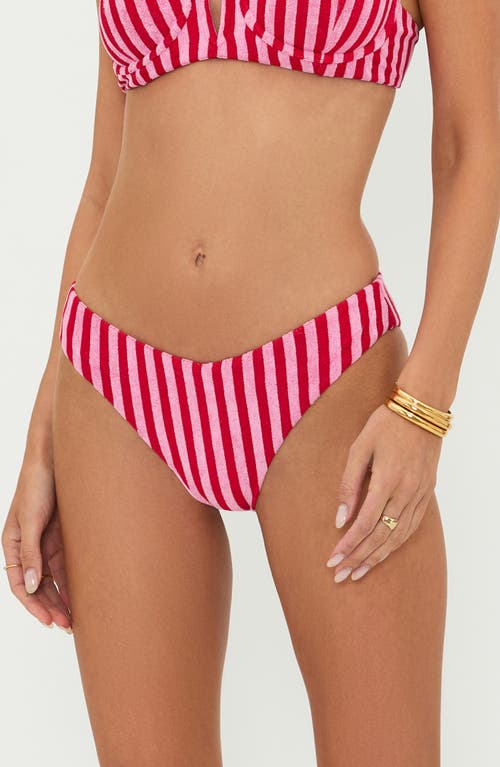 Beach Riot Vanessa High Cut Bikini Bottoms in Candy Cane Stripe 