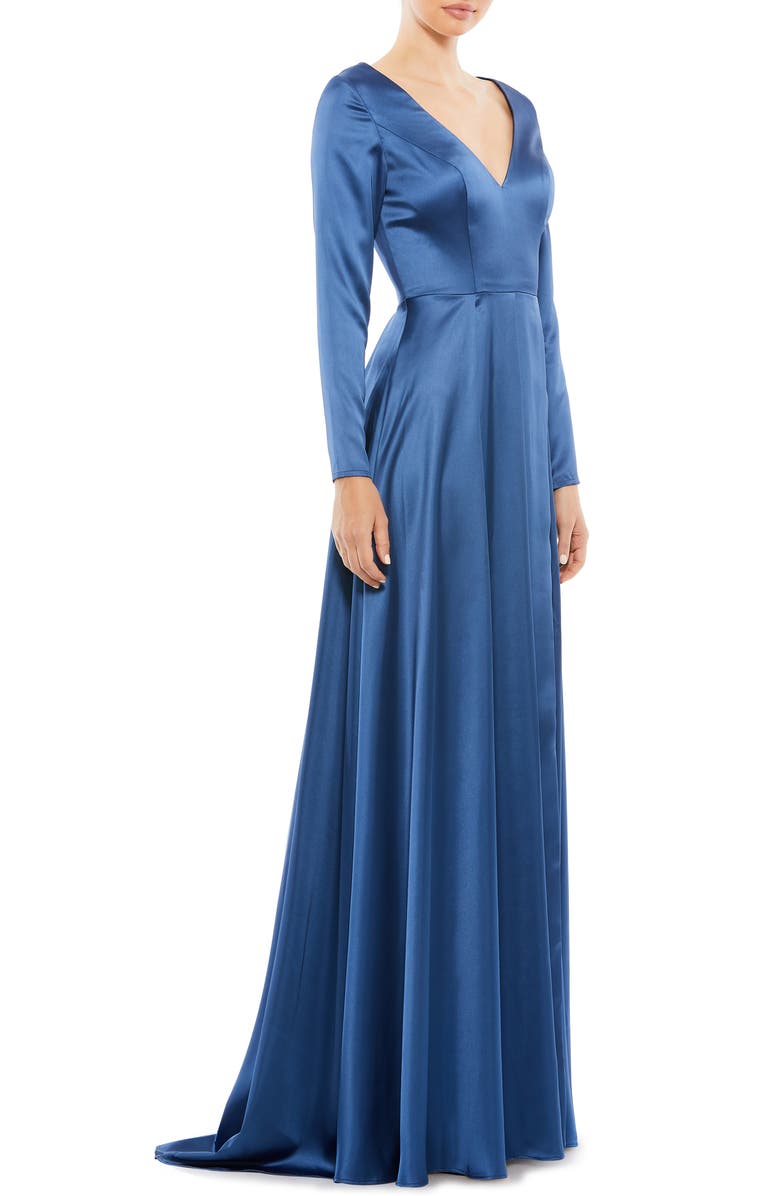 Mac Duggal Long Sleeve Satin A-Line Gown | Nordstrom