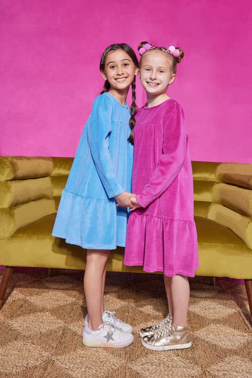 Bisby Kids' Velour Lisle Dress In Magenta Velour