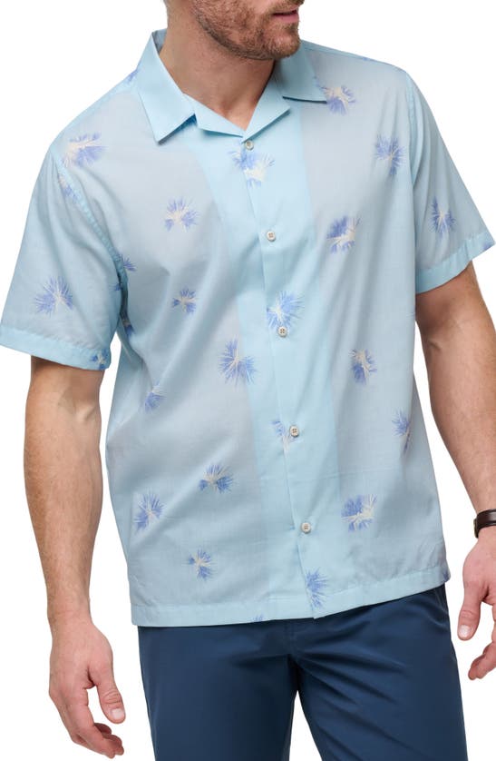 Shop Travismathew Casino Holiday Camp Shirt In Heather Dream Blue