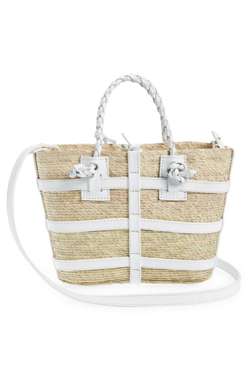 Shop Altuzarra Mini Watermill Woven Palm Tote In Natural/white