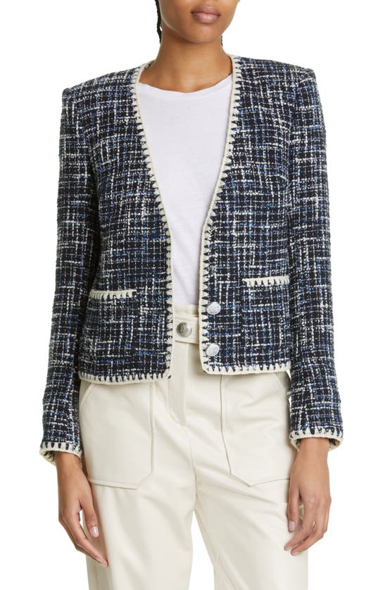Veronica Beard Bosea Cotton-blend Tweed Jacket In Navy Multi