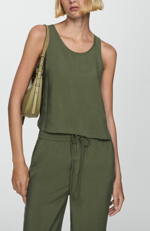 Shop Mango Drawstring Ankle Straight Leg Pants In Forest Green