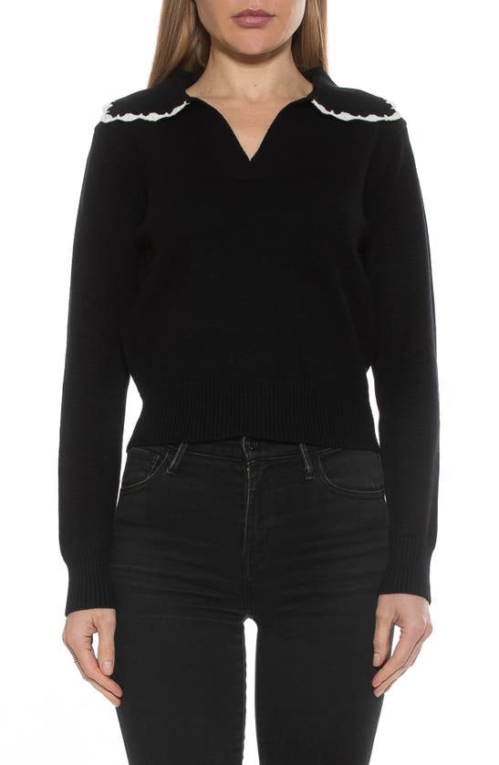 Alexia Admor Jackie Collared Crop Sweater In Black