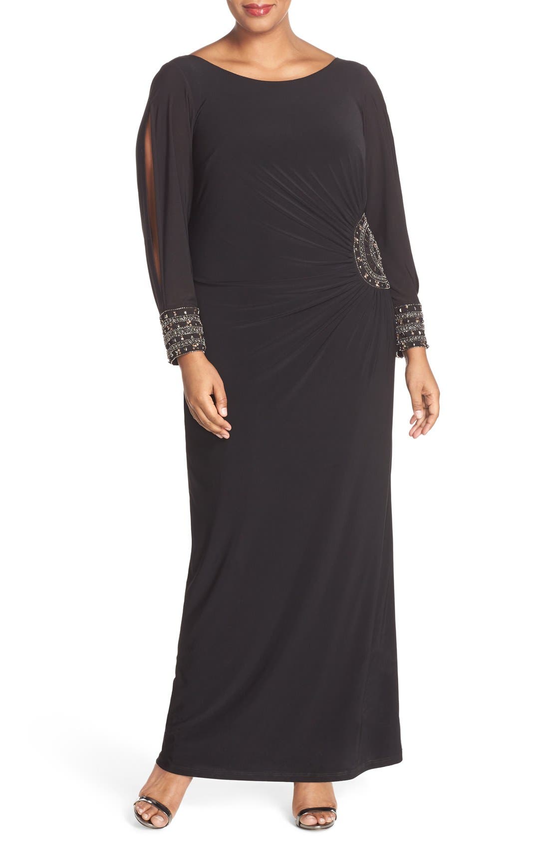 Xscape Embellished Stretch Jersey Long Dress (Plus Size) Nordstrom
