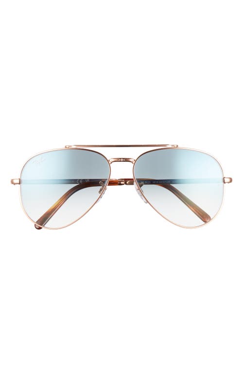 Ray-Ban New Aviator 58mm Gradient Sunglasses in Rose Gold/clear Gradient Blue at Nordstrom