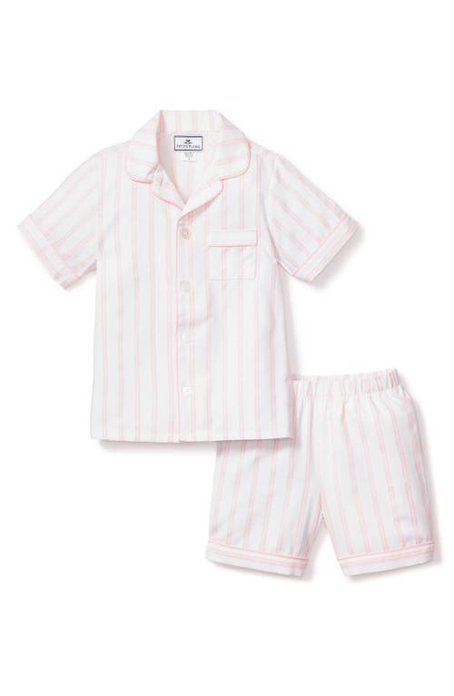 Petite Plume Kids' Stripe Two-Piece Short Pajamas White at Nordstrom,