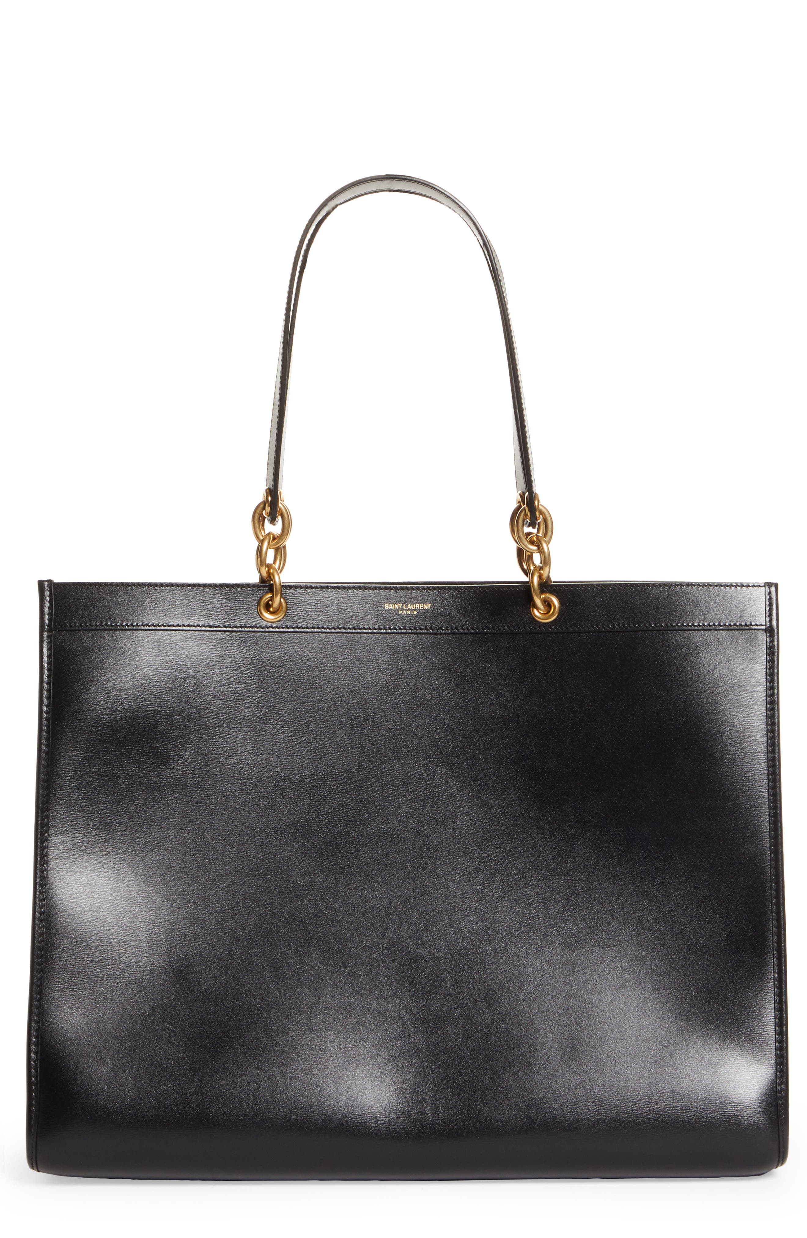 ysl black leather tote