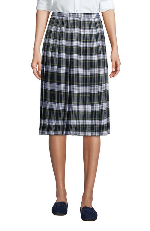 Lands' End School Uniform  Plaid Pleated Skirt Below The Knee In White Plaid