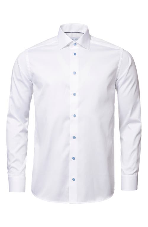 Shop Eton Signature Contemporary Fit Cotton Twill Dress Shirt In White/light Blue