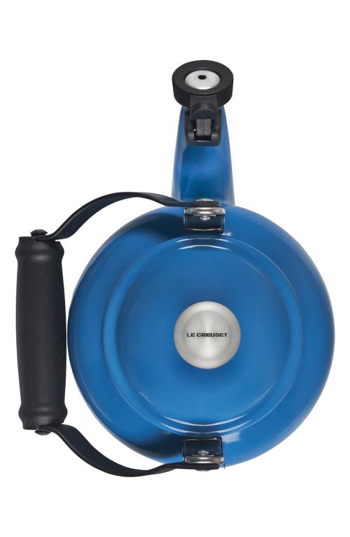 Le Creuset 2.2-quart Enameled Stainless Steel Whistling Cloche Kettle In Marseille/silver