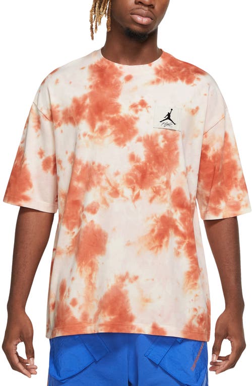 Jordan Essentials Statement Tie Dye Oversize T-shirt In Pale Ivory/light Sienna