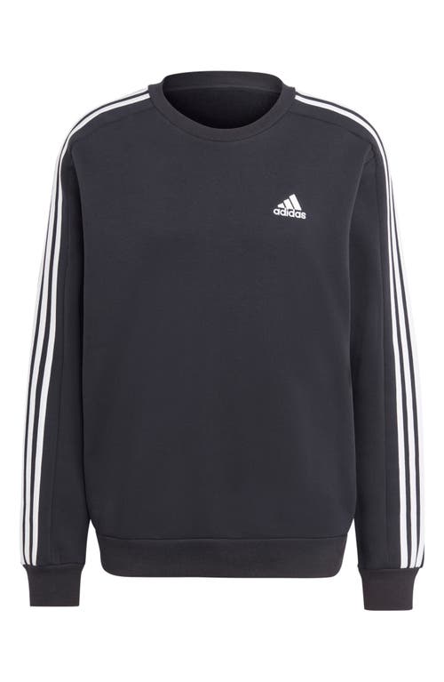 Shop Adidas Originals Adidas Essentials 3-stripes Fleece Pullover Sweatshirt In Black