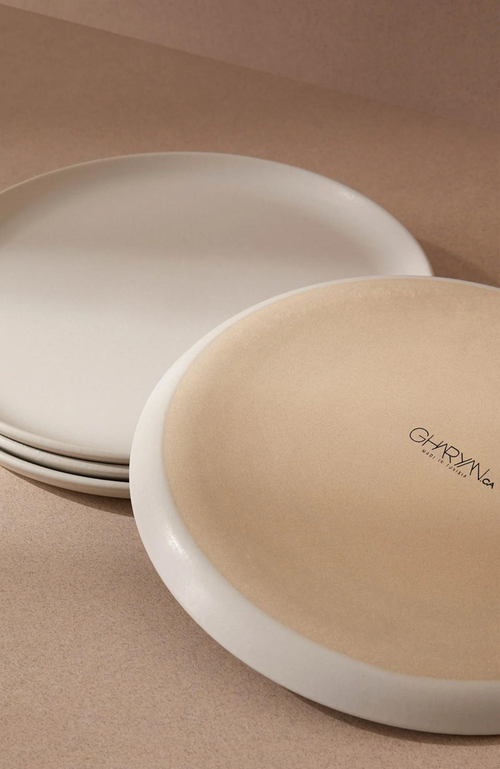 Gharyan Stoneware Tunisian Side Plates Set Of 4 In White
