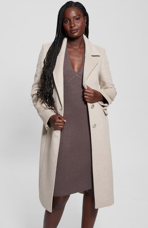 Guess Nancy Coat With Removable Faux Fur Collar In Cemento Multi
