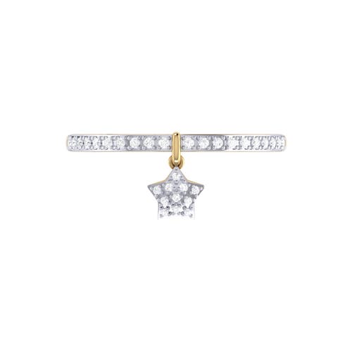 Shop Luvmyjewelry Starkissed Sterling Silver Diamond Charm Ring In 14kt Gold Vermeil On Sterling