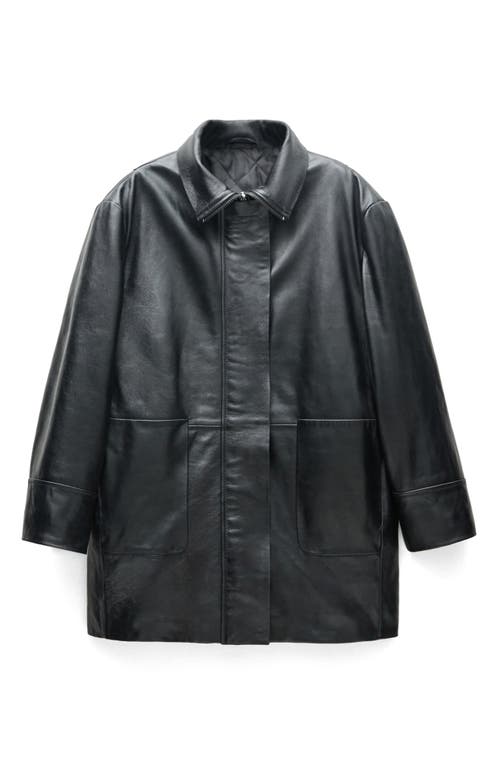 Mango Oversize Faux Leather Jacket In Black