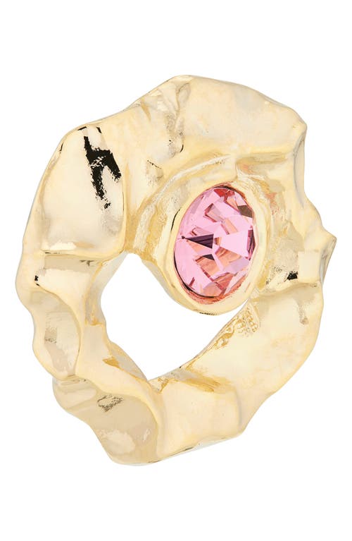 Oscar De La Renta Textured Metal & Crystal Stud Earrings In Rose