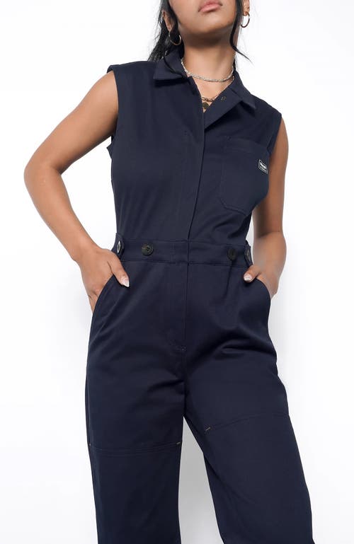 Wildfang The Essential Sleeveless High Waisted Coverall In Navy