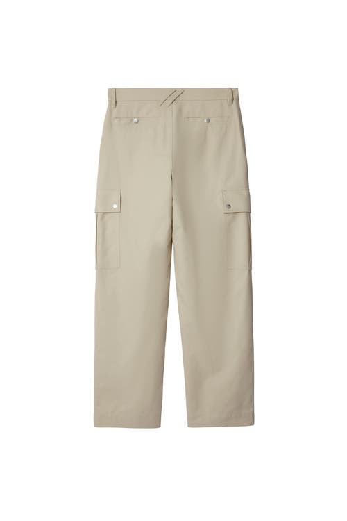 Shop Burberry Cotton Blend Cargo Trousers In Plaster