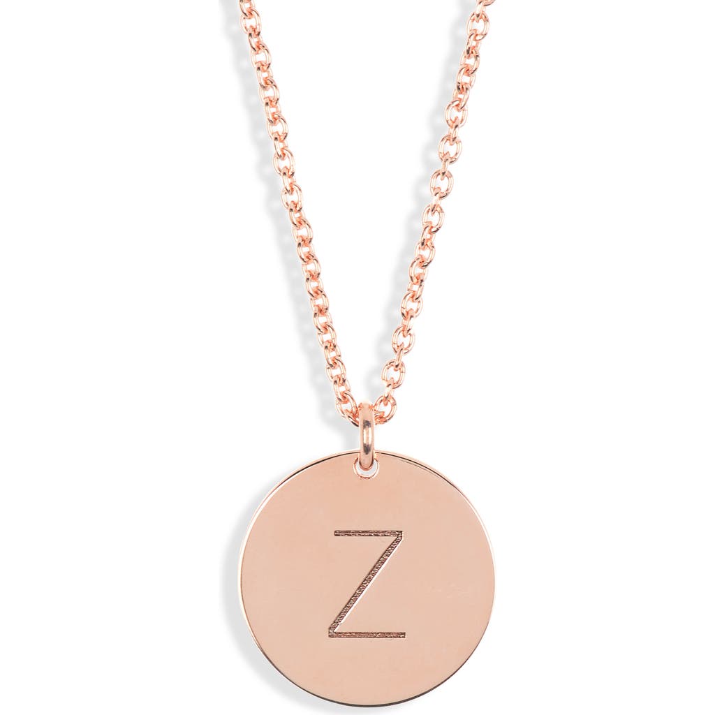 Meshmerise Initial Disc Pendant Necklace In Rose-z