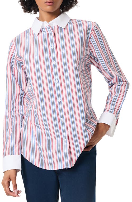 Shop Jones New York Oversize Button-up Shirt In Rose Multi