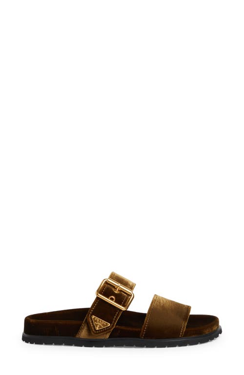 Shop Prada Logo Double Band Slide Sandal In Cacao