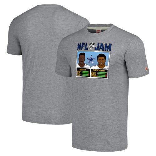 Men's Homage Emmitt Smith & Deion Sanders Gray Dallas Cowboys NFL Jam Retired Tri-Blend T-Shirt