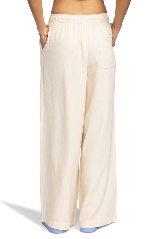 Shop Roxy Lekeitio Wide Leg Linen Blend Drawstring Pants In Tapioca