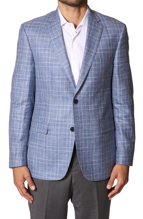 Plaid Wool & Silk Blend Sport Coat in Light Blue