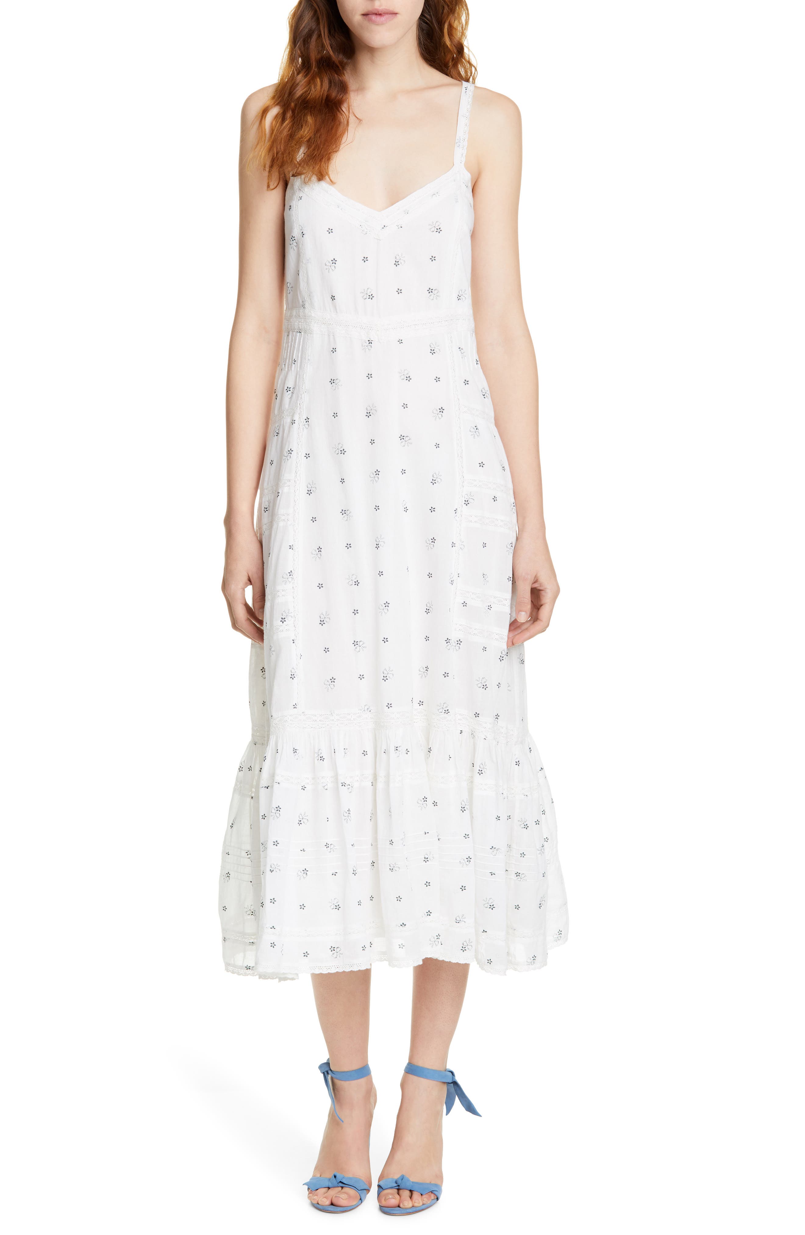 Loveshackfancy Edith Print Cotton Midi Sundress, White