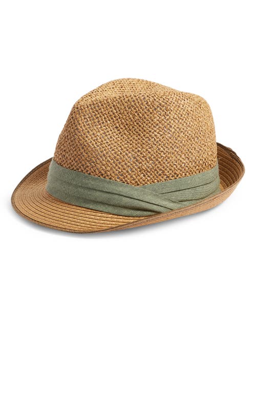 Nordstrom Paper Straw Fedora in Olive Combo at Nordstrom, Size Small