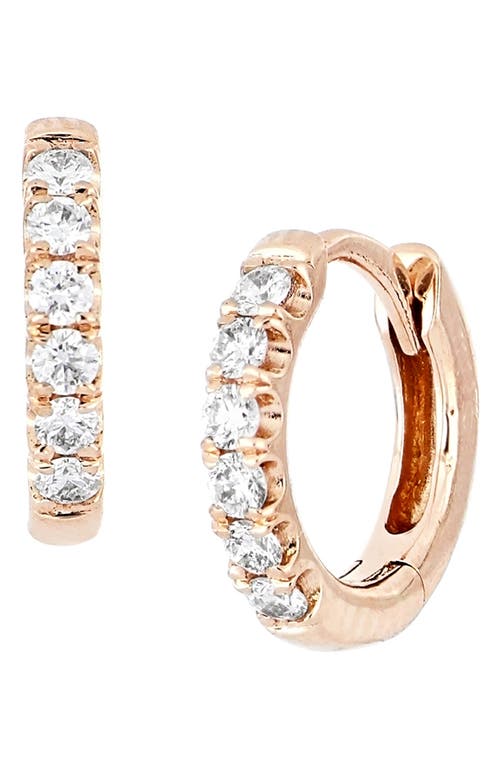 Audrey Diamond Huggie Hoop Earrings in Rose Gold/Diamond