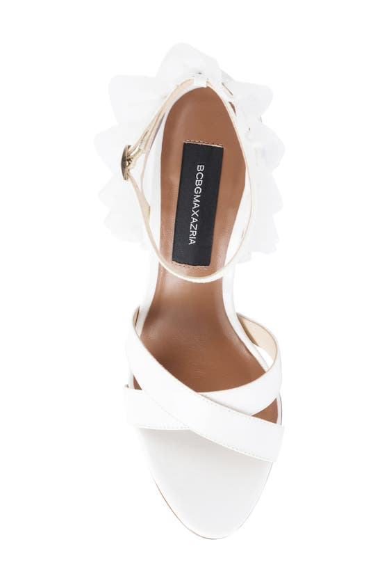Shop Bcbgmaxazria Stella Ruffle Ankle Strap Sandal In White Patent