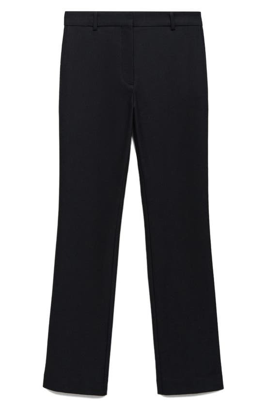 Shop Mango Back Zip Slit Cotton Blend Pants In Black