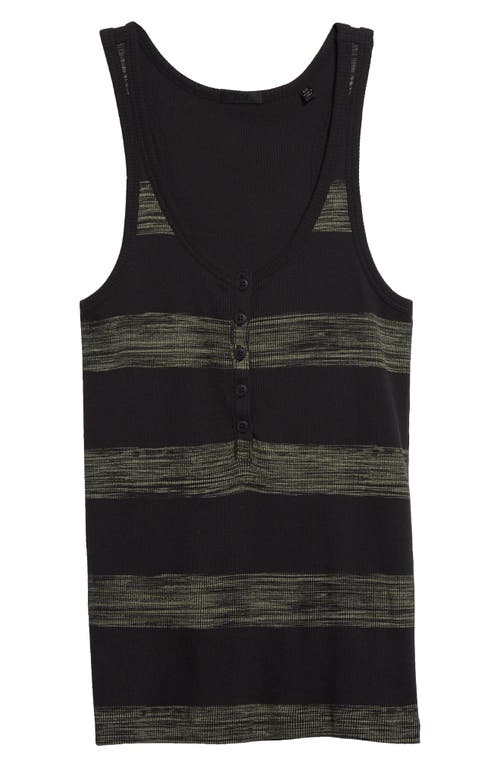 Shop Atm Anthony Thomas Melillo Sunbleached Stripe Cotton Rib Tank In Black