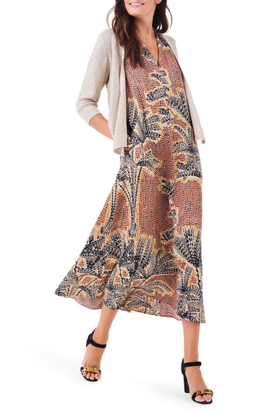 Shop Nic + Zoe Nic+zoe Dotty Palms Maxi Dress In Neutral Multi