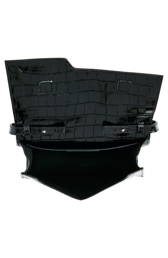 Coperni Folder Mini Patent Croc-embossed Shoulder Bag In Black