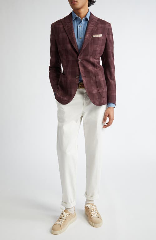 Shop Eleventy Plaid Wool Sport Coat In Barolo